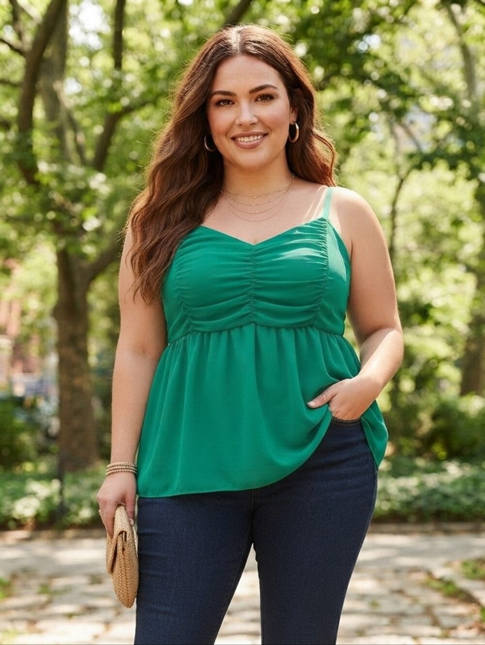 Torrid Emerald Green Ruched Camisole Top Size 4xl